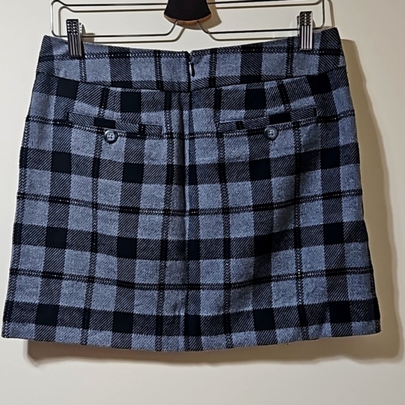 Gap Tartan Style Cotton Grey and Black Plaid Mini Skirt - Picture 3 of 11